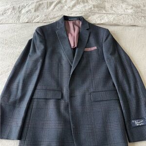 Men's Dark Gray Plaid Blazer